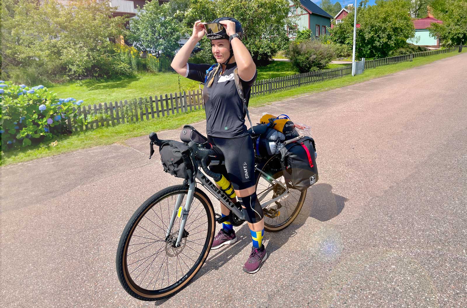 Maggie redo för sitt cykeläventyr